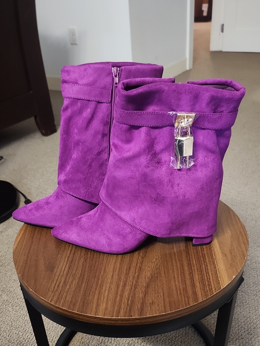 ***NEW*** Raspberry Faux Suede, 3in Block Heel, Mid-Calf Women's Boots, Size 11